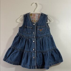 Ladybird Vintage Denim Dress With Gingerbread Man And Floral Design, PRELOVED